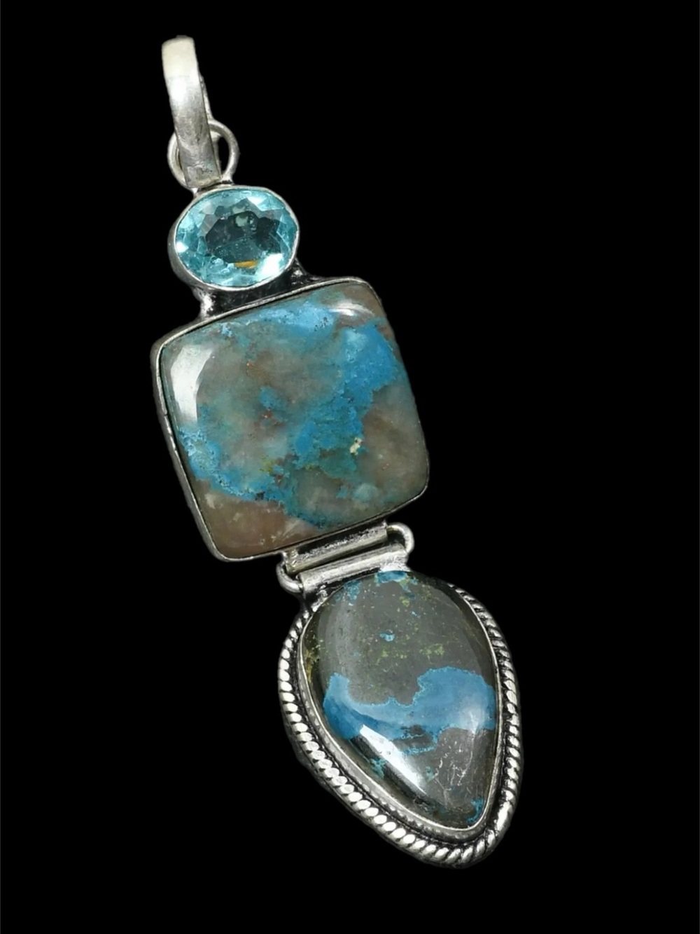 Awe Inspiring Genuine Azurite & Blue Topaz Pendant
See Video